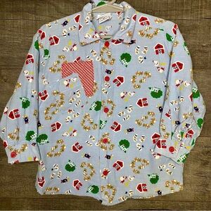 Vintage Oshkosh USA Made Farm Print Button Down Shirt Unisex Size 3T